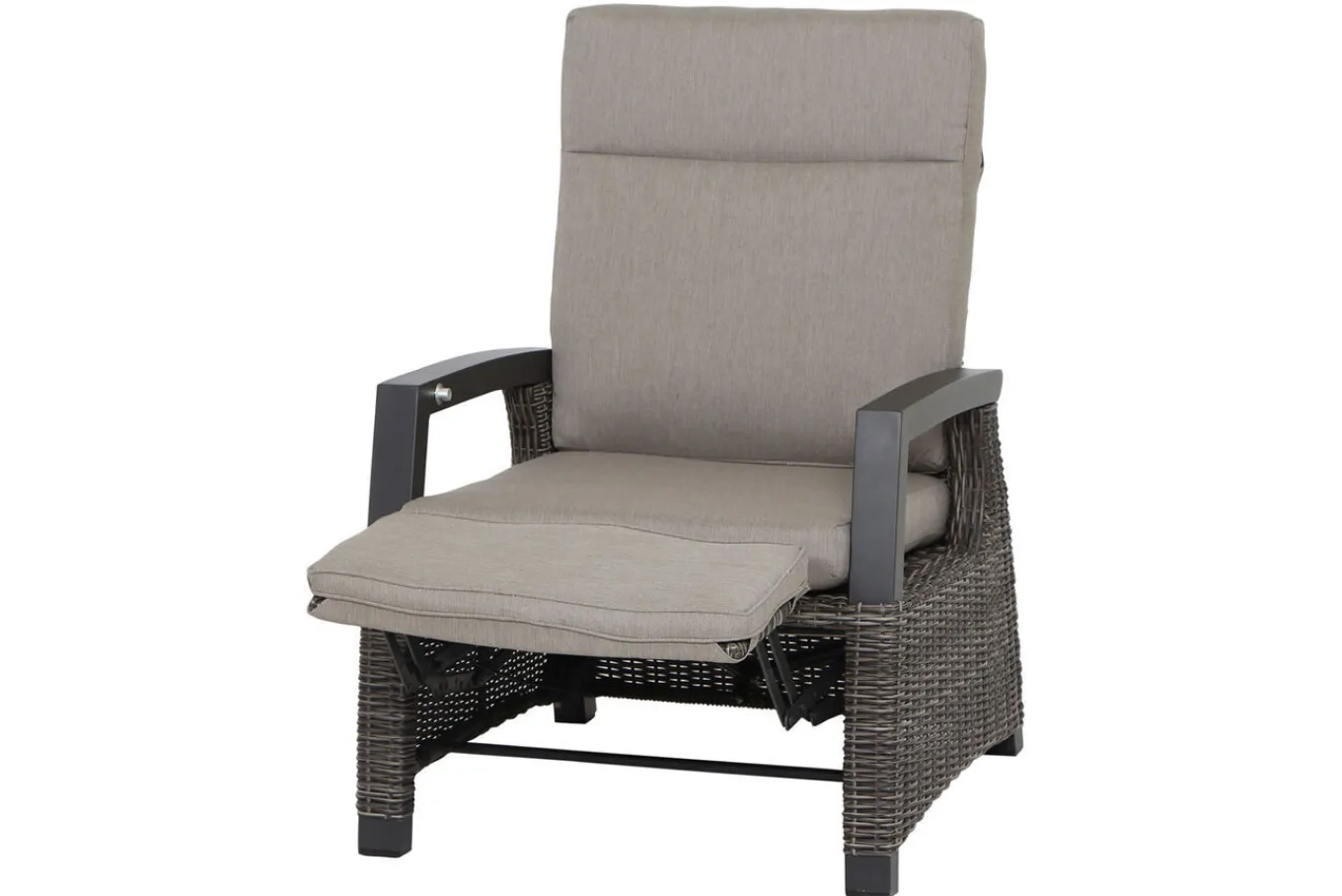 Best Corido/Bellani Grau Gartenlounge, charcoal/anthrazit/grau, Alu/Gardino®-Geflecht, Lifttisch 160x90 cm, 6 Relaxsessel Polyrattan-Gartenmöbel|Gartenlounge