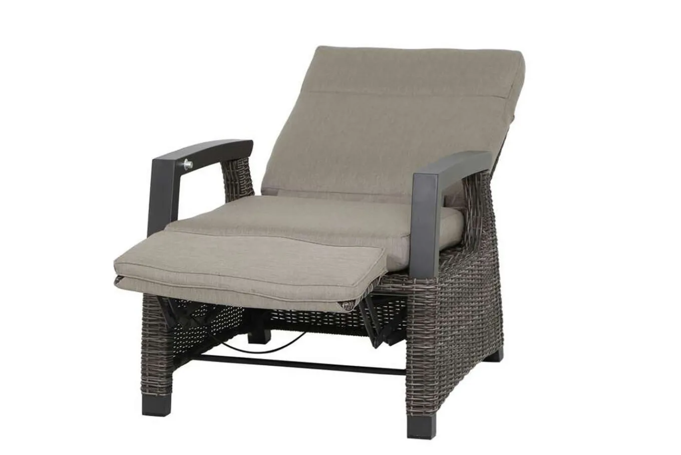 Best Corido/Bellani Grau Gartenlounge, charcoal/anthrazit/grau, Alu/Gardino®-Geflecht, Lifttisch 160x90 cm, 6 Relaxsessel Polyrattan-Gartenmöbel|Gartenlounge