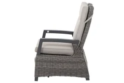 Best Corido/Bellani Grau Gartenlounge, charcoal/anthrazit/grau, Alu/Gardino®-Geflecht, Lifttisch 160x90 cm, 6 Relaxsessel Polyrattan-Gartenmöbel|Gartenlounge