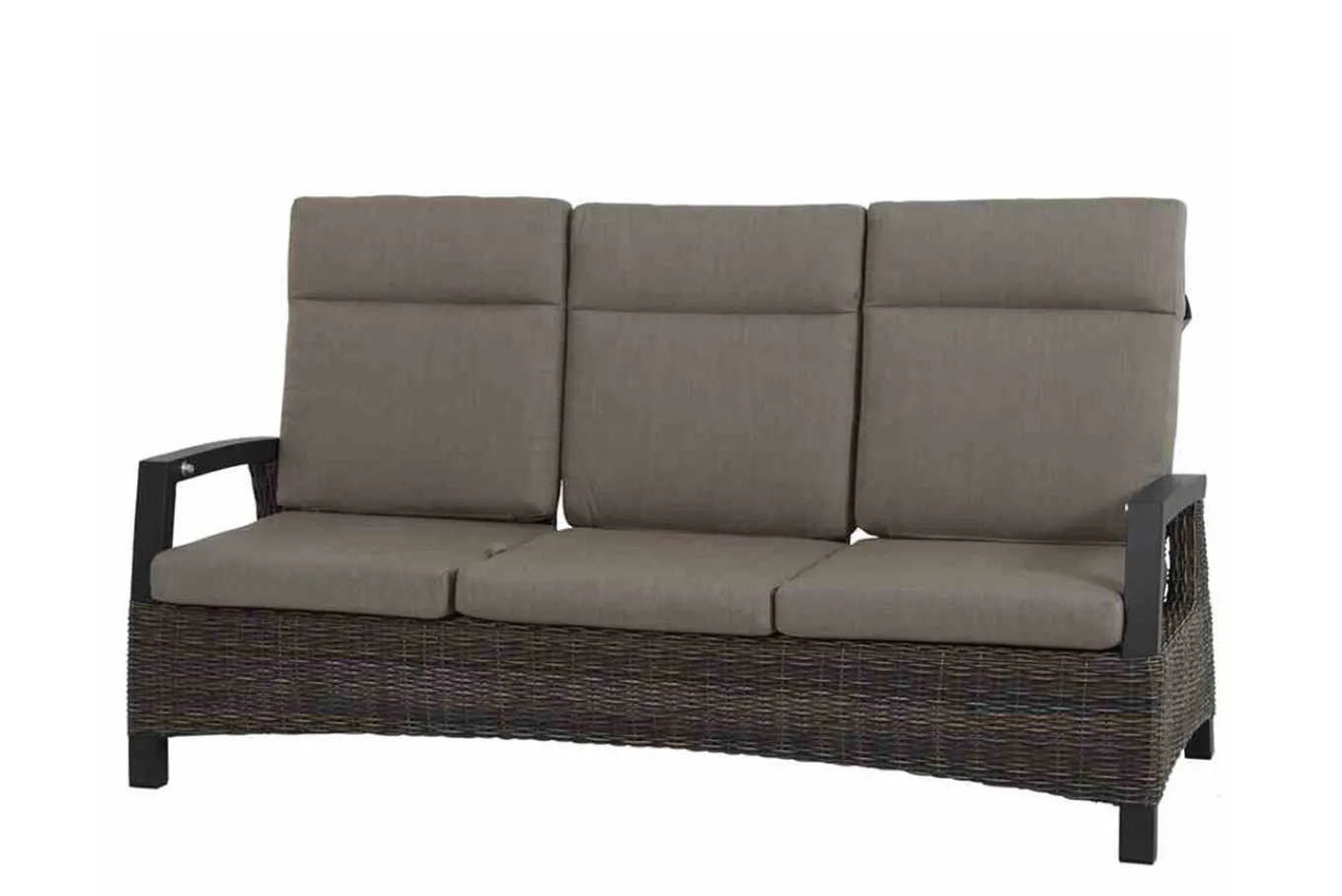 Hot Corido/Bellani Grau Gartenlounge, charcoal/anthrazit/grau, Alu/Gardino®-Geflecht, Lifttisch 160x90 cm, 1x 3-Sitzer, 2 Sessel Polyrattan-Gartenmöbel|Aluminium-Gartenmöbel