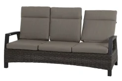 Hot Corido/Bellani Grau Gartenlounge, charcoal/anthrazit/grau, Alu/Gardino®-Geflecht, Lifttisch 160x90 cm, 1x 3-Sitzer, 2 Sessel Polyrattan-Gartenmöbel|Aluminium-Gartenmöbel