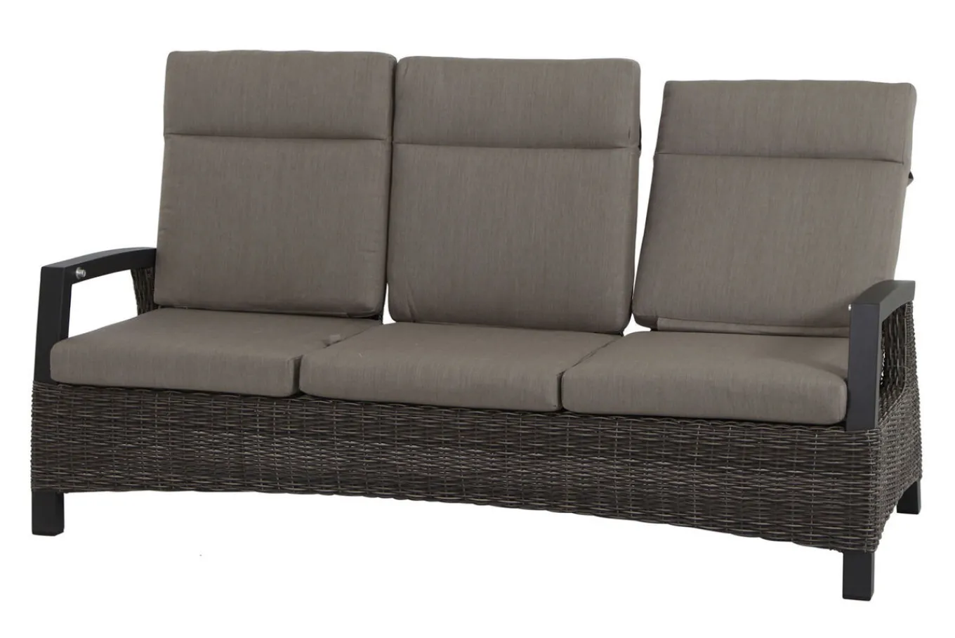 Hot Corido/Bellani Grau Gartenlounge, charcoal/anthrazit/grau, Alu/Gardino®-Geflecht, Lifttisch 160x90 cm, 1x 3-Sitzer, 2 Sessel Polyrattan-Gartenmöbel|Aluminium-Gartenmöbel