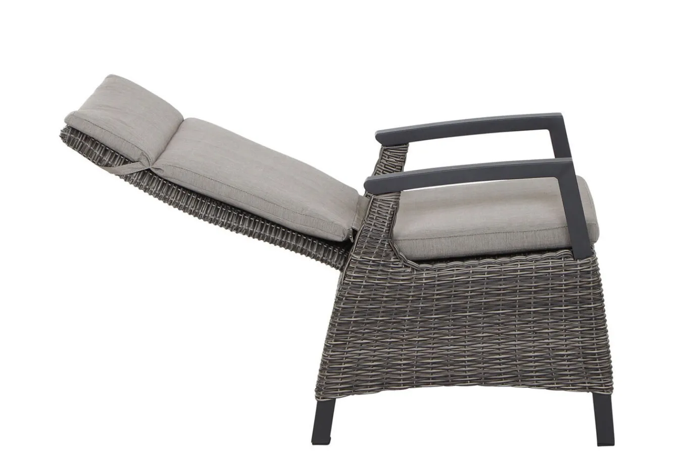 Hot Corido/Bellani Grau Gartenlounge, charcoal/anthrazit/grau, Alu/Gardino®-Geflecht, Lifttisch 160x90 cm, 1x 3-Sitzer, 2 Sessel Polyrattan-Gartenmöbel|Aluminium-Gartenmöbel