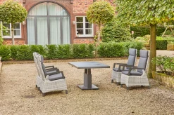 New Corido/Bellani Garten-Essgruppe, grau/anthrazit, Alu/Geflecht/Keramik, 160 x 90 x 50-72cm, inkl. 4 Diningsessel Garten-Essgruppen|Aluminium-Gartenmöbel