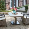 New Corido/Bellani Pinie Gartenlounge, charcoal/anthrazit/pinie-grau, Alu/Keramik/Gardino®-Geflecht, Lifttisch 140x85 cm, 4 Dining Move Sessel Polyrattan-Gartenmöbel|Gartenlounge