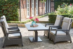 Online Corido/Bellani Pinie Gartenlounge, charcoal/anthrazit/pinie-grau, Alu/Keramik/Gardino®-Geflecht, Lifttisch 140x85 cm, 4 Loungesessel Polyrattan-Gartenmöbel|Gartenlounge