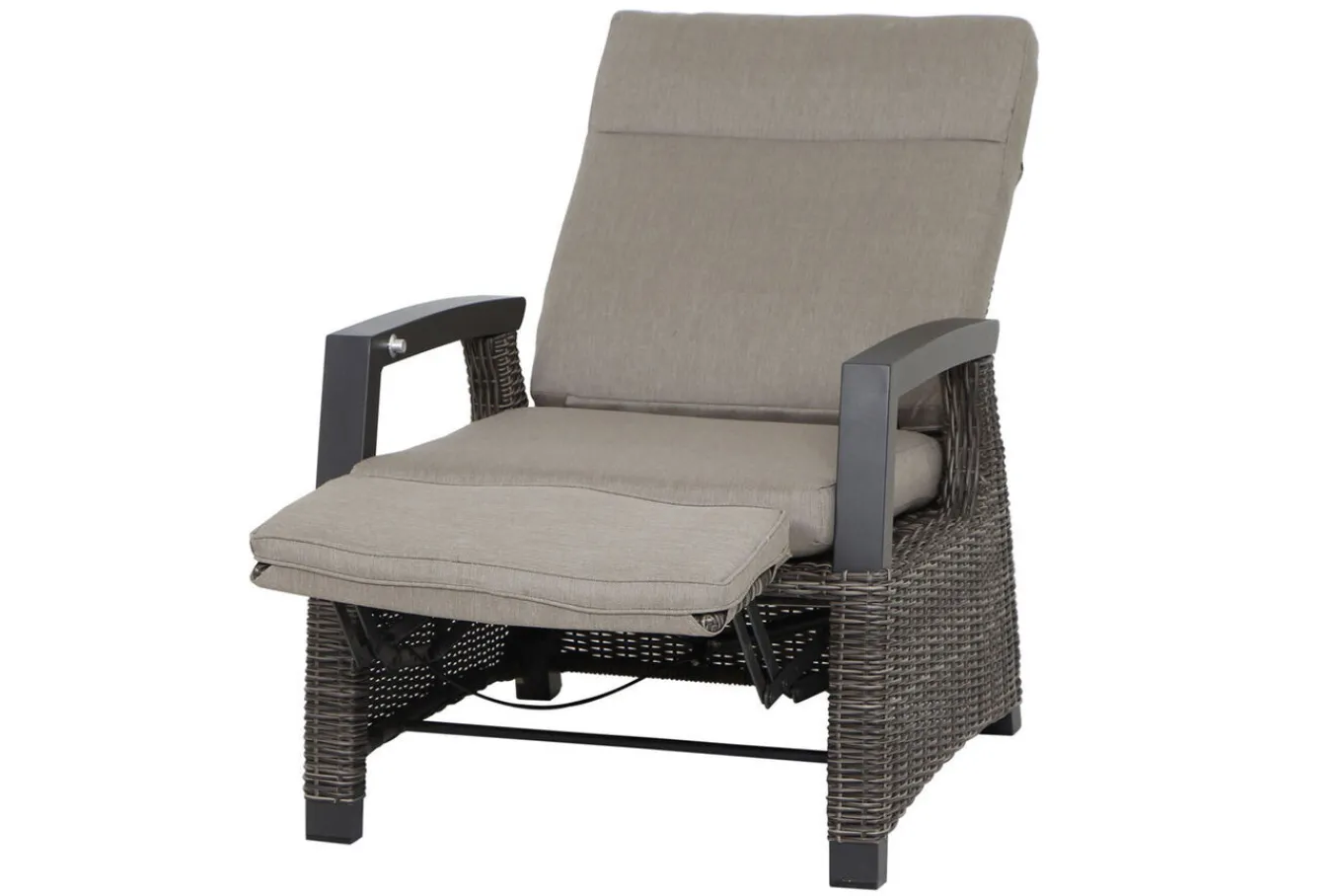 Corido/Bellani Pinie Gartenlounge, charcoal/anthrazit/pinie-grau, Alu/Keramik/Gardino®-Geflecht, Lifttisch 140x85 cm, 4 Relaxsessel Polyrattan-Gartenmöbel|Gartenlounge