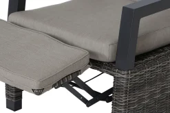 Corido/Bellani Pinie Gartenlounge, charcoal/anthrazit/pinie-grau, Alu/Keramik/Gardino®-Geflecht, Lifttisch 140x85 cm, 4 Relaxsessel Polyrattan-Gartenmöbel|Gartenlounge