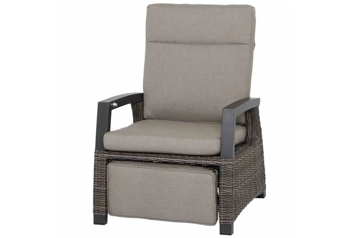 Corido/Bellani Pinie Gartenlounge, charcoal/anthrazit/pinie-grau, Alu/Keramik/Gardino®-Geflecht, Lifttisch 140x85 cm, 4 Relaxsessel Polyrattan-Gartenmöbel|Gartenlounge