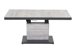 Corido/Bellani Pinie Gartenlounge, charcoal/anthrazit/pinie-grau, Alu/Keramik/Gardino®-Geflecht, Lifttisch 140x85 cm, 4 Relaxsessel Polyrattan-Gartenmöbel|Gartenlounge