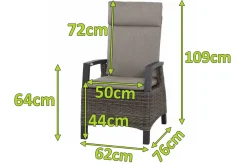 Discount Corido Dining Sessel, charcoal, Alu / Gardino®-Geflecht, 76 x 62 x 109 cm, verstellbar Polyrattan-Gartenmöbel|Gartenstühle & Gartensessel