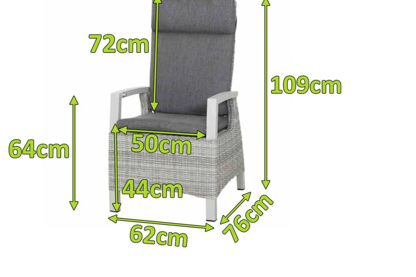Hot Corido Dining Sessel, ice grey, Alu / Gardino®-Geflecht, 76x62x109 cm, verstellbar Polyrattan-Gartenmöbel|Aluminium-Gartenmöbel