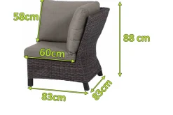 Outlet Corido Eckelement, charcoal, Alu / Gardino®-Geflecht, 83x83x88 cm Polyrattan-Gartenmöbel|Gartenlounge