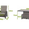 Best Corido Garten-Essgruppe, charcoal, Alu / Gardino®-Geflecht, 4 Loungesessel, stufenloser Lifttisch 130x75x47-71cm Gartenlounge|Gartenlounge Modulsysteme