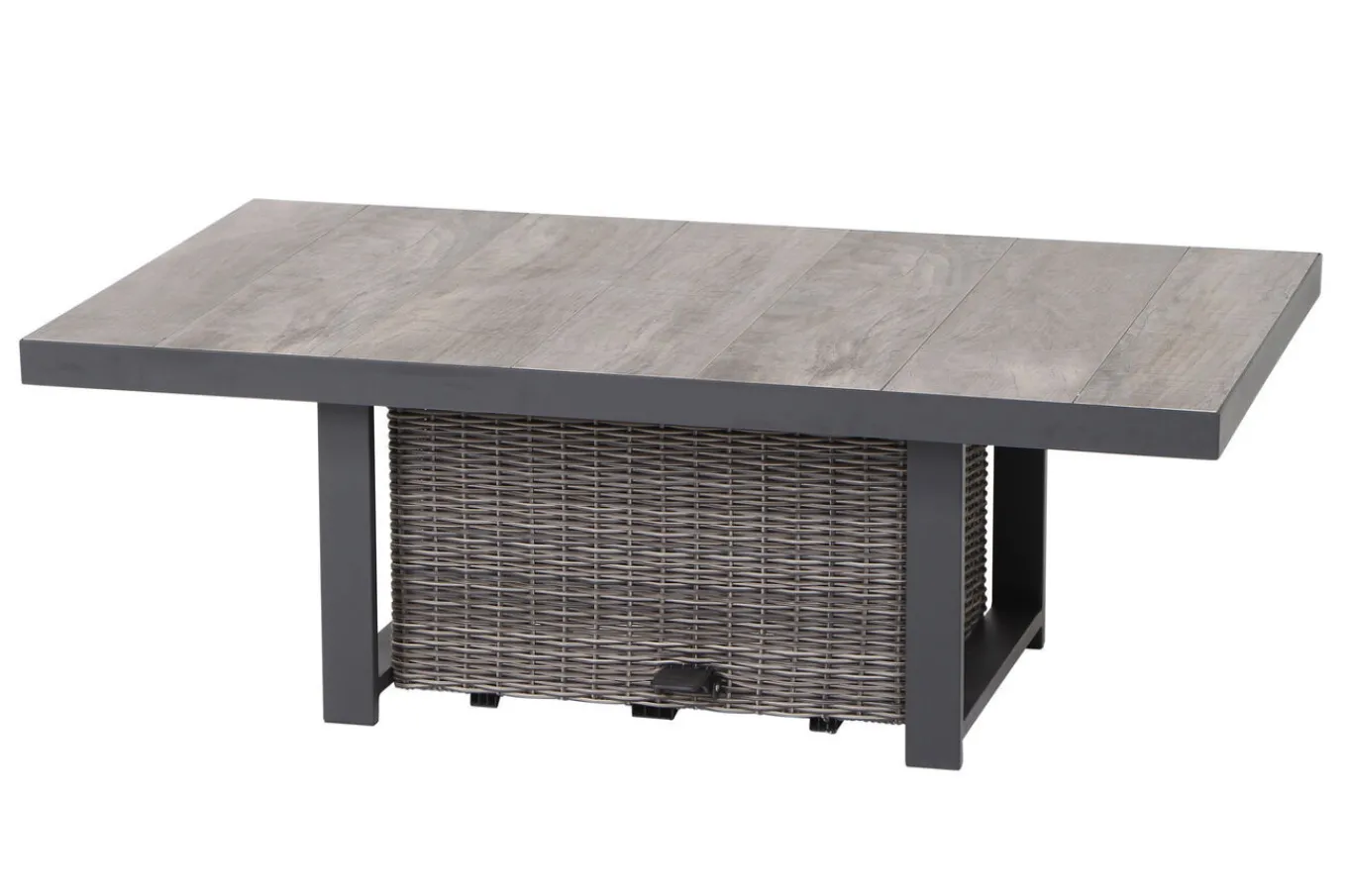 Best Corido Garten-Essgruppe, charcoal, Alu / Gardino®-Geflecht, 4 Loungesessel, stufenloser Lifttisch 130x75x47-71cm Gartenlounge|Gartenlounge Modulsysteme