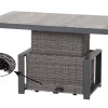 Online Corido Garten-Essgruppe, charcoal, Alu / Gardino®-Geflecht, 4 Relaxsessel, stufenloser Lifttisch 130x75x47-71cm Polyrattan-Gartenmöbel|Gartenlounge