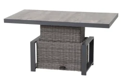 Online Corido Garten-Essgruppe, charcoal, Alu / Gardino®-Geflecht, 4 Relaxsessel, stufenloser Lifttisch 130x75x47-71cm Polyrattan-Gartenmöbel|Gartenlounge