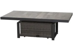 Corido Garten-Essgruppe, charcoal, Alu / Gardino®-Geflecht, 6 Relaxsessel, stufenloser Lifttisch 160x90x47-71cm Polyrattan-Gartenmöbel|Gartenlounge
