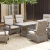 Discount Corido Garten-Essgruppe, charcoal, Alu / Gardino®-Geflecht, 6 Loungesessel, stufenloser Lifttisch 160x90x47-71cm Polyrattan-Gartenmöbel|Gartenlounge