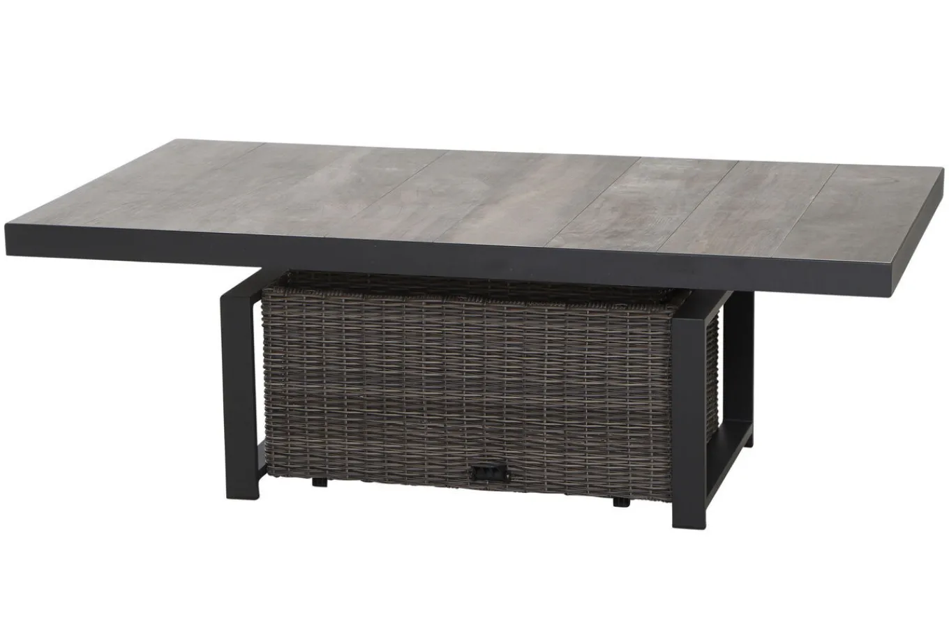 Corido Garten-Essgruppe, charcoal, Alu / Gardino®-Geflecht, 6 Diningsessel, stufenloser Lifttisch 160 x 90 x 47-71 cm Polyrattan-Gartenmöbel|Garten-Essgruppen