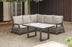 Outlet Corido Gartenlounge, charcoal, Alu/Gardino®-Geflecht, 5 Personen, Loungetisch 140x85cm Polyrattan-Gartenmöbel|Gartenlounge