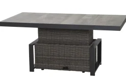 Clearance Corido Gartenlounge, charcoal, Alu/Gardino®-Geflecht, 2 Diningsessel + 3er Sofa, stufenloser Lifttisch 160x90x47-71cm Polyrattan-Gartenmöbel|Gartenlounge