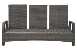 Clearance Corido Gartenlounge, charcoal, Alu/Gardino®-Geflecht, 2 Diningsessel + 3er Sofa, stufenloser Lifttisch 160x90x47-71cm Polyrattan-Gartenmöbel|Gartenlounge