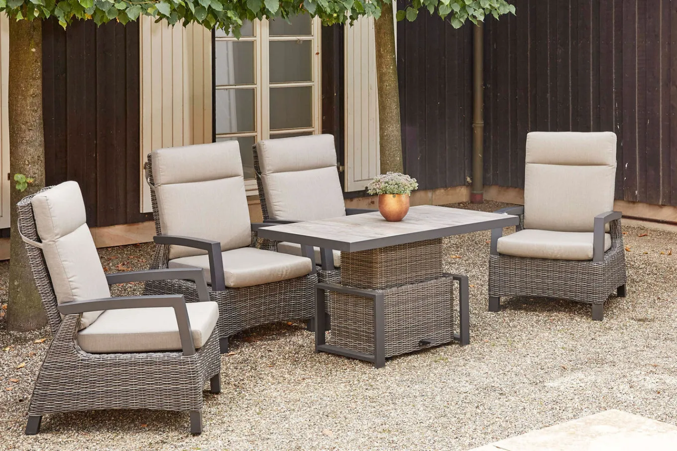 Sale Corido Lifttisch, charcoal, Alu/Gardino®-Geflecht, 130 x 75 cm, höhenverstellbar Gartentische|Gartenlounge