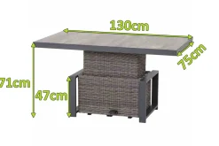 Sale Corido Lifttisch, charcoal, Alu/Gardino®-Geflecht, 130 x 75 cm, höhenverstellbar Gartentische|Gartenlounge