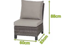 Outlet Corido Mittelelement, charcoal, Alu / Gardino®-Geflecht, 60x83x88 cm Polyrattan-Gartenmöbel|Aluminium-Gartenmöbel