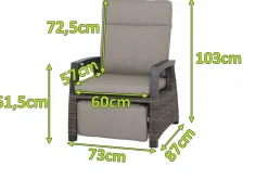 Online Corido Relaxsessel, charcoal, Alu / Gardino®-Geflecht, 73x87x103 cm, verstellbar Polyrattan-Gartenmöbel|Aluminium-Gartenmöbel