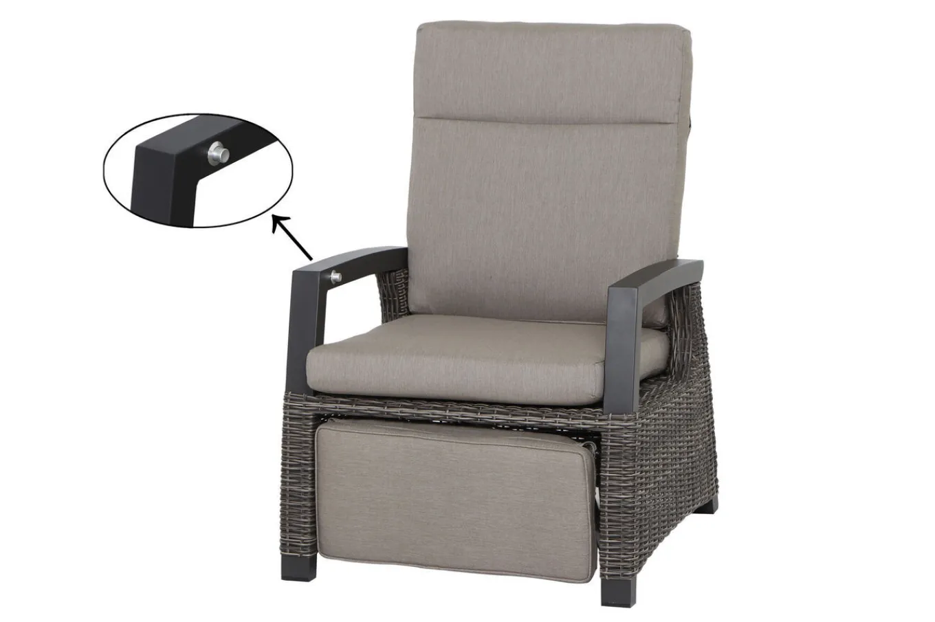 Online Corido Relaxsessel, charcoal, Alu / Gardino®-Geflecht, 73x87x103 cm, verstellbar Polyrattan-Gartenmöbel|Aluminium-Gartenmöbel