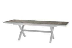 Best Corido/Sincro Garten-Essgruppe, ice grey/weiß grau, Alu/Gardino®-Geflecht/Keramik, Ausziehtisch 200/260x100 cm, 6 Diningsessel Polyrattan-Gartenmöbel|Garten-Essgruppen