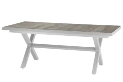 Best Corido/Sincro Garten-Essgruppe, ice grey/weiß grau, Alu/Gardino®-Geflecht/Keramik, Ausziehtisch 200/260x100 cm, 6 Diningsessel Polyrattan-Gartenmöbel|Garten-Essgruppen