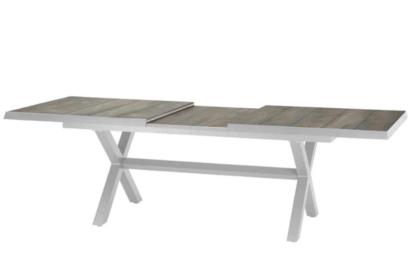Best Corido/Sincro Garten-Essgruppe, ice grey/weiß grau, Alu/Gardino®-Geflecht/Keramik, Ausziehtisch 200/260x100 cm, 6 Diningsessel Polyrattan-Gartenmöbel|Garten-Essgruppen