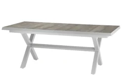 Hot Corido/Sincro Garten-Essgruppe, ice grey/weiß grau, Alu/Gardino®-Geflecht/Keramik, Ausziehtisch 200/260x100 cm, 8 Dining Move Sessel Polyrattan-Gartenmöbel|Garten-Essgruppen