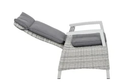 New Corido/Sincro Garten-Essgruppe, ice grey/weiß grau, Alu/Gardino®-Geflecht/Keramik, Ausziehtisch 200/260x100 cm, 4 Dining Move Sessel Polyrattan-Gartenmöbel|Garten-Essgruppen