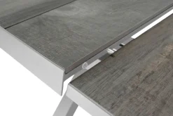 New Corido/Sincro Garten-Essgruppe, ice grey/weiß grau, Alu/Gardino®-Geflecht/Keramik, Ausziehtisch 200/260x100 cm, 4 Dining Move Sessel Polyrattan-Gartenmöbel|Garten-Essgruppen