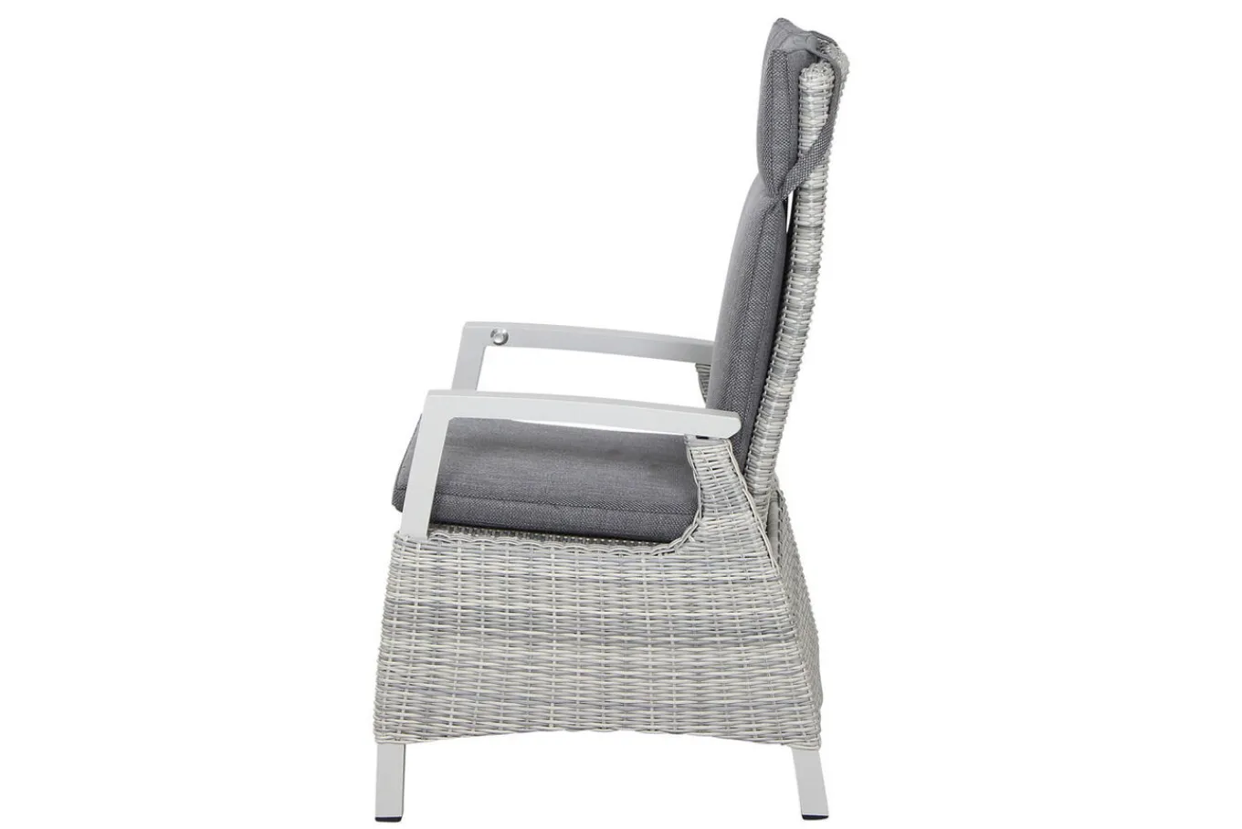 New Corido/Sincro Garten-Essgruppe, ice grey/weiß grau, Alu/Gardino®-Geflecht/Keramik, Ausziehtisch 200/260x100 cm, 4 Dining Move Sessel Polyrattan-Gartenmöbel|Garten-Essgruppen