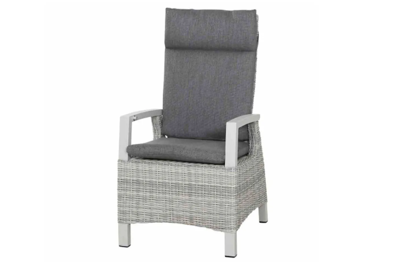New Corido/Sincro Garten-Essgruppe, ice grey/weiß grau, Alu/Gardino®-Geflecht/Keramik, Ausziehtisch 200/260x100 cm, 4 Dining Move Sessel Polyrattan-Gartenmöbel|Garten-Essgruppen