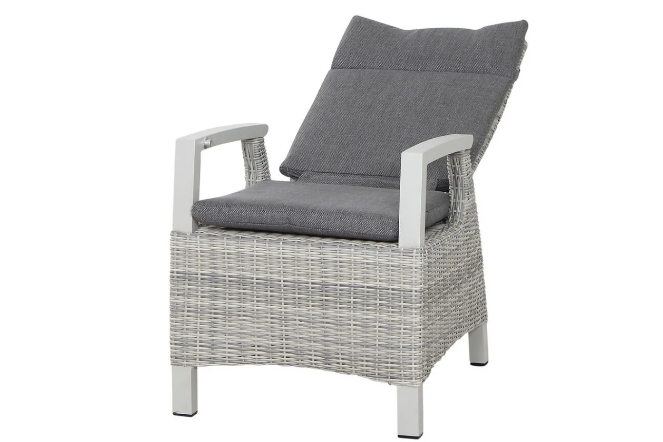 New Corido/Sincro Garten-Essgruppe, ice grey/weiß grau, Alu/Gardino®-Geflecht/Keramik, Ausziehtisch 200/260x100 cm, 4 Dining Move Sessel Polyrattan-Gartenmöbel|Garten-Essgruppen