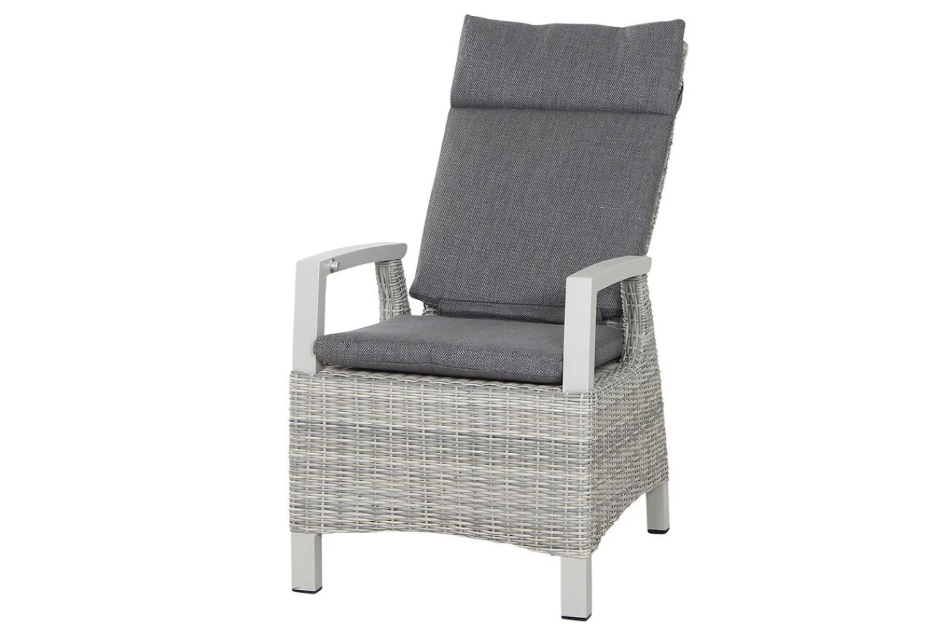 New Corido/Sincro Garten-Essgruppe, ice grey/weiß grau, Alu/Gardino®-Geflecht/Keramik, Ausziehtisch 200/260x100 cm, 4 Dining Move Sessel Polyrattan-Gartenmöbel|Garten-Essgruppen