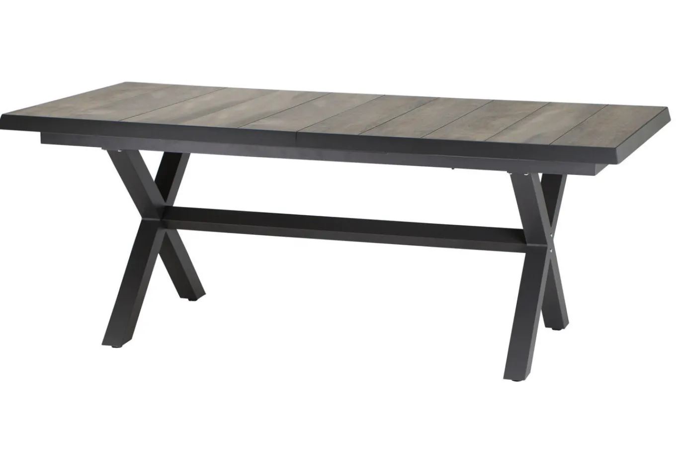 Hot Corido / Sincro Garten-Essgruppe, charcoal, Alu / Gardino®-Geflecht, 6 Diningsessel, Ausziehtisch 200/260 x 100 cm Polyrattan-Gartenmöbel|Garten-Essgruppen