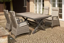 Online Corido / Sincro Garten-Essgruppe, charcoal, Alu / Gardino®-Geflecht, 4 Diningsessel, Ausziehtisch 200/260x 100 cm Polyrattan-Gartenmöbel|Garten-Essgruppen
