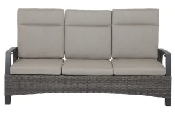 Best Corido 3-Sitzer Sofa, charcoal, Alu / Gardino®-Geflecht, 206x87x103 cm, verstellb. Rückenlehnen Polyrattan-Gartenmöbel|Gartenlounge