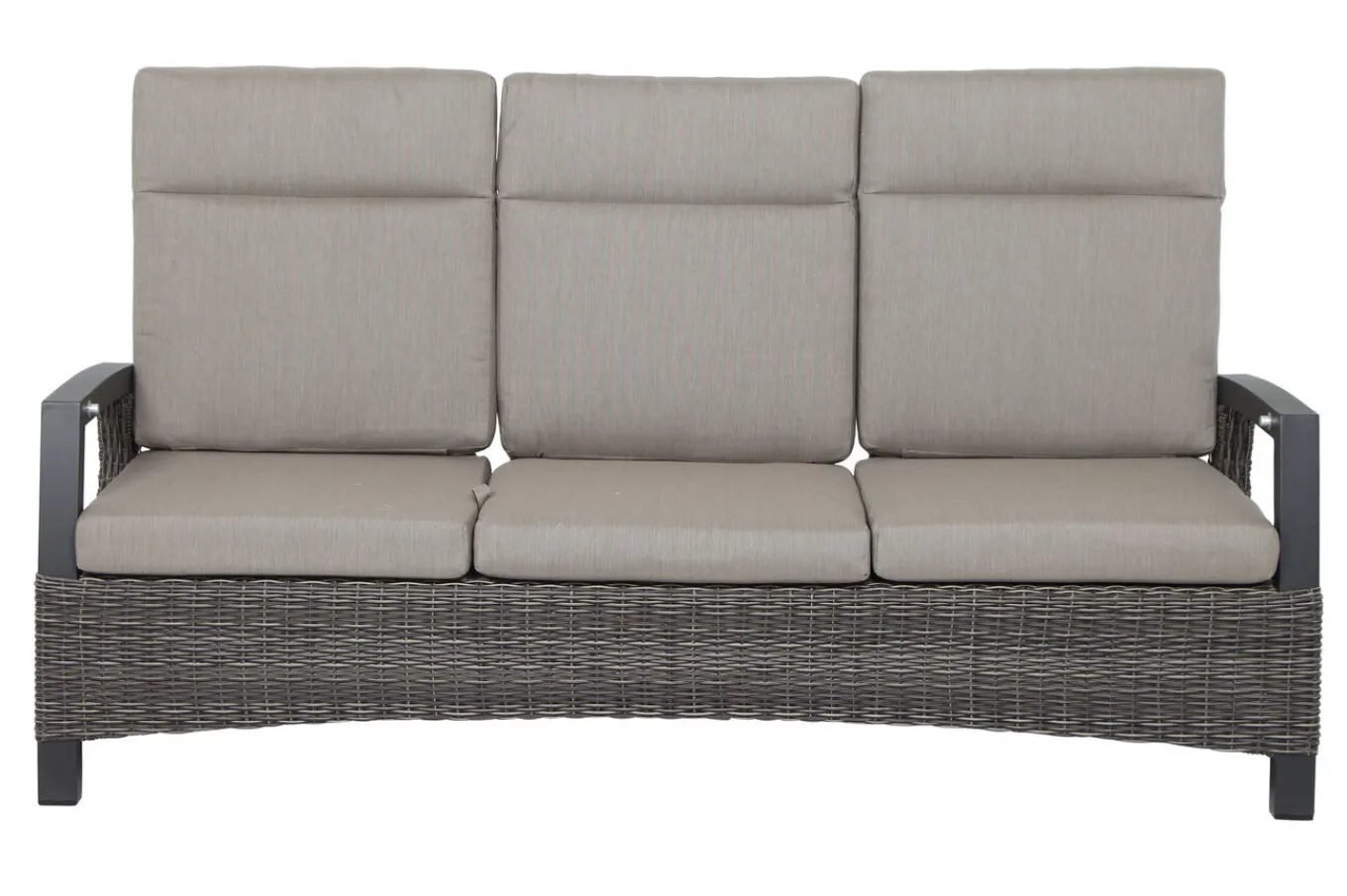 Best Corido 3-Sitzer Sofa, charcoal, Alu / Gardino®-Geflecht, 206x87x103 cm, verstellb. Rückenlehnen Polyrattan-Gartenmöbel|Gartenlounge