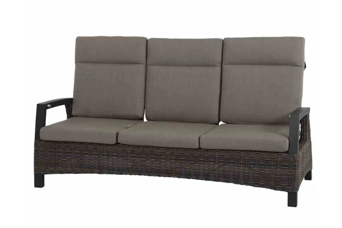 Best Corido 3-Sitzer Sofa, charcoal, Alu / Gardino®-Geflecht, 206x87x103 cm, verstellb. Rückenlehnen Polyrattan-Gartenmöbel|Gartenlounge