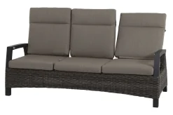 Best Corido 3-Sitzer Sofa, charcoal, Alu / Gardino®-Geflecht, 206x87x103 cm, verstellb. Rückenlehnen Polyrattan-Gartenmöbel|Gartenlounge