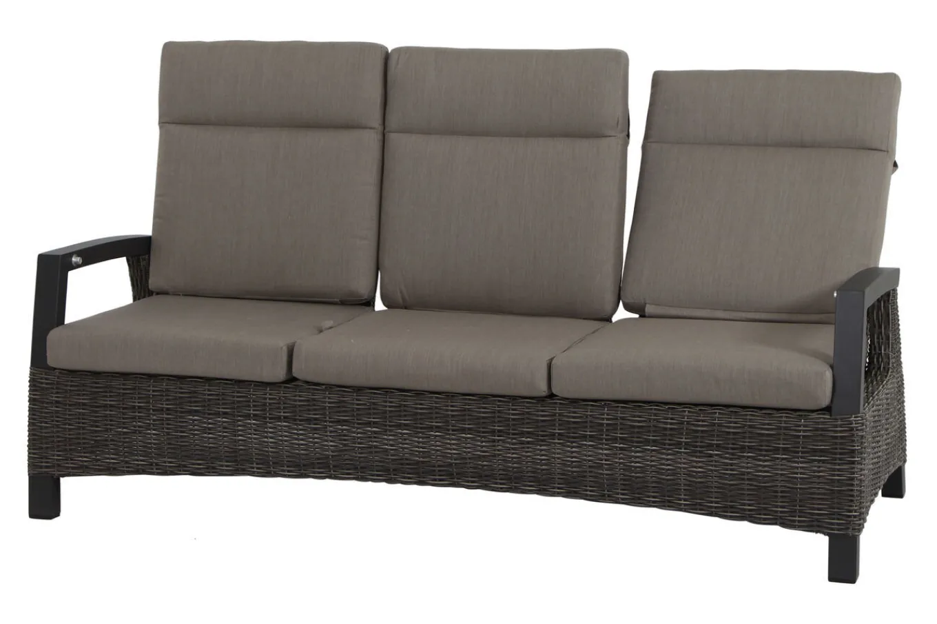 Best Corido 3-Sitzer Sofa, charcoal, Alu / Gardino®-Geflecht, 206x87x103 cm, verstellb. Rückenlehnen Polyrattan-Gartenmöbel|Gartenlounge