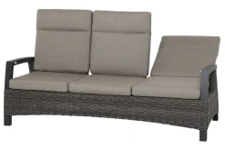 Best Corido 3-Sitzer Sofa, charcoal, Alu / Gardino®-Geflecht, 206x87x103 cm, verstellb. Rückenlehnen Polyrattan-Gartenmöbel|Gartenlounge